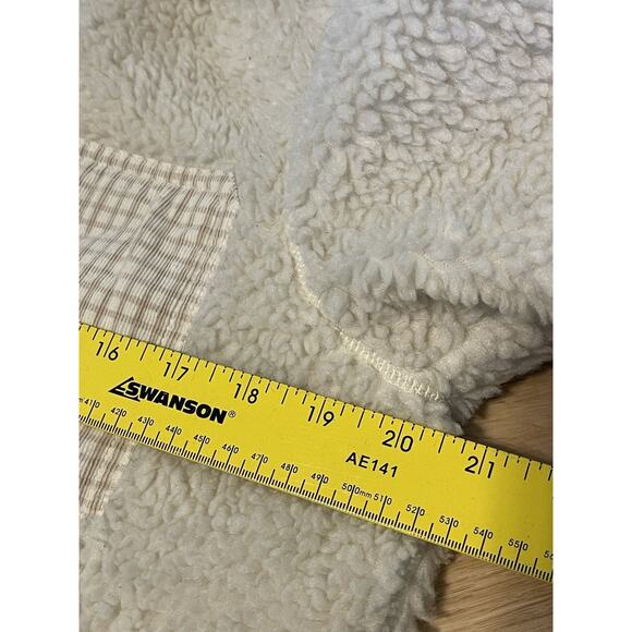 Madewell Resourced Sherpa Full Zip Jacket Cream Gingham Small - Picture 8 of 11